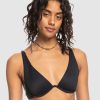 Women ROXY Bikini Tops | Womens Rib Roxy Love Offshore V-Neck Bikini Top