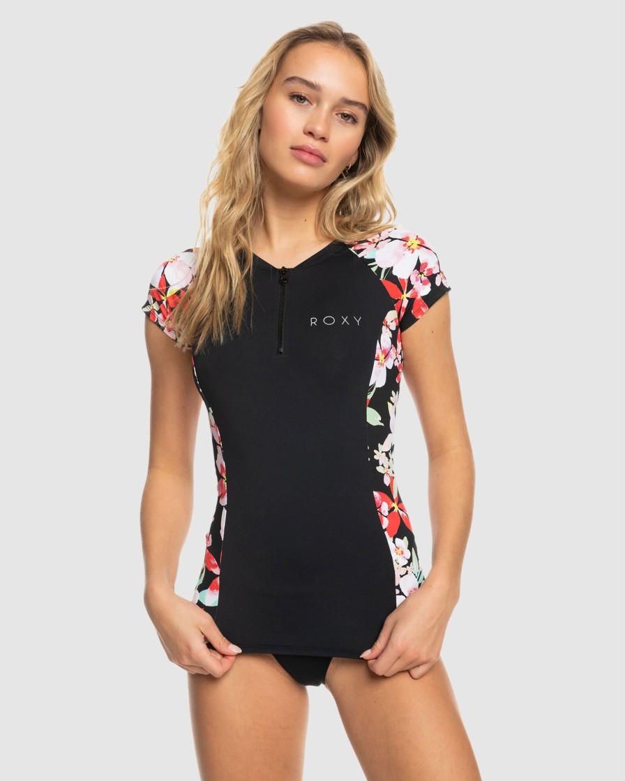 Women ROXY Rashvests | Womens Roxy Cap Sleeve Zipped Rash Vest