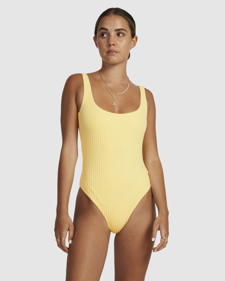 Women RVCA Swimwear | Tezzy Rib Scooped One Piece