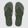 Women HAVAIANAS Thongs | Slim Rubber Logo Green Olive/P