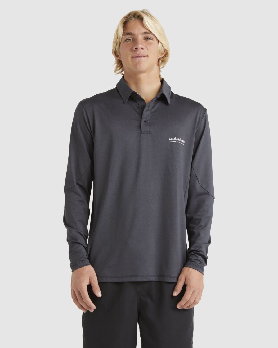 Men QUIKSILVER Rashvests | Mens Baitball Long Sleeve Upf 50 Surf Polo Shirt