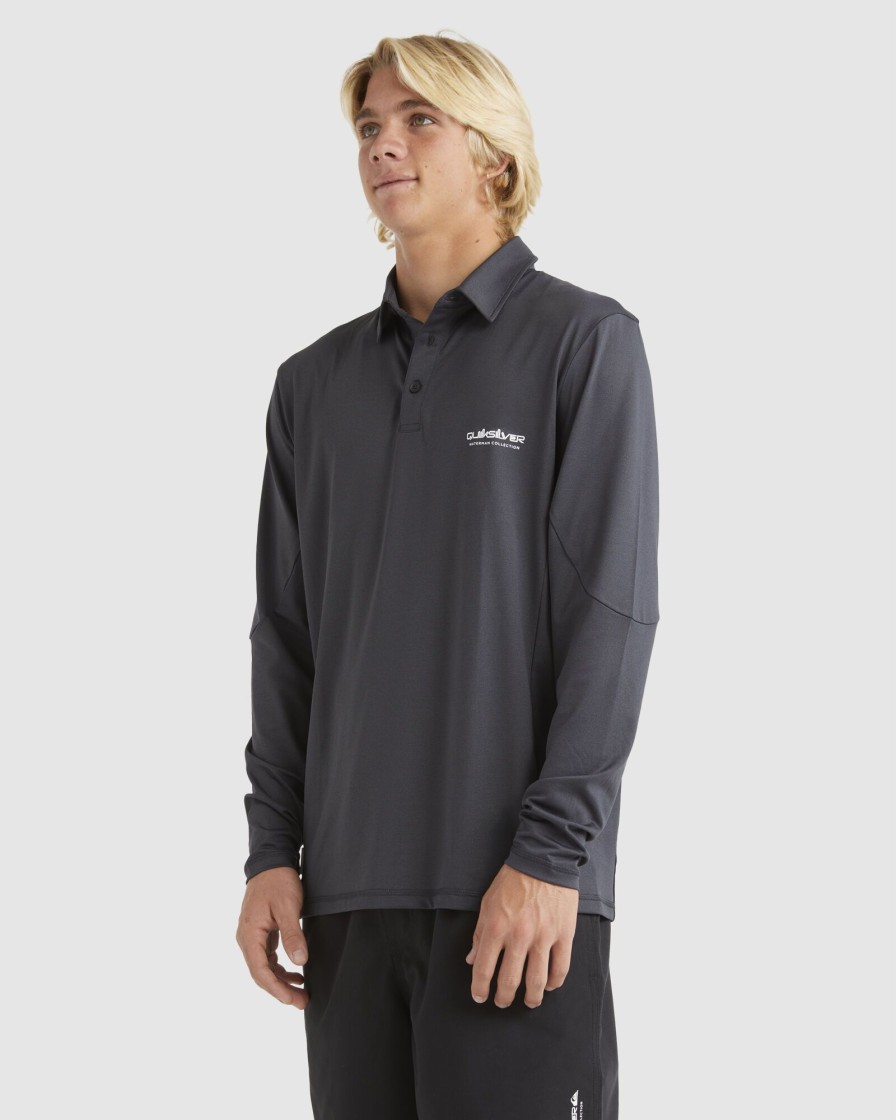 Men QUIKSILVER Rashvests | Mens Baitball Long Sleeve Upf 50 Surf Polo Shirt