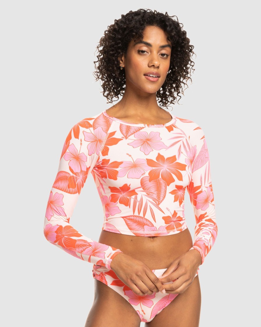 Women ROXY Rashvests | Womens Crop Top Cropped Long Sleeve Rash Vest