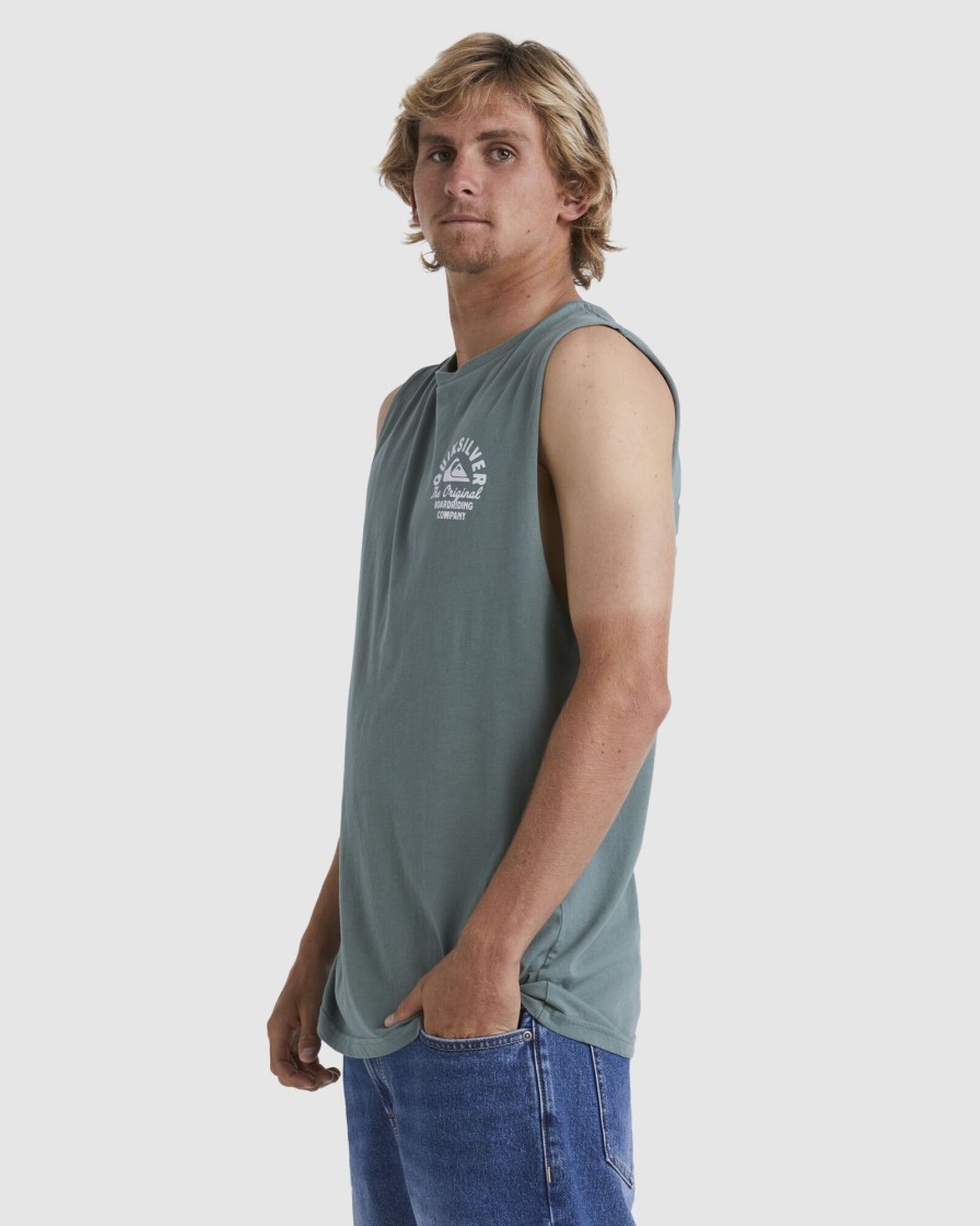 Men QUIKSILVER Singlets & Tanks | Mens Circled Script Muscle T-Shirt