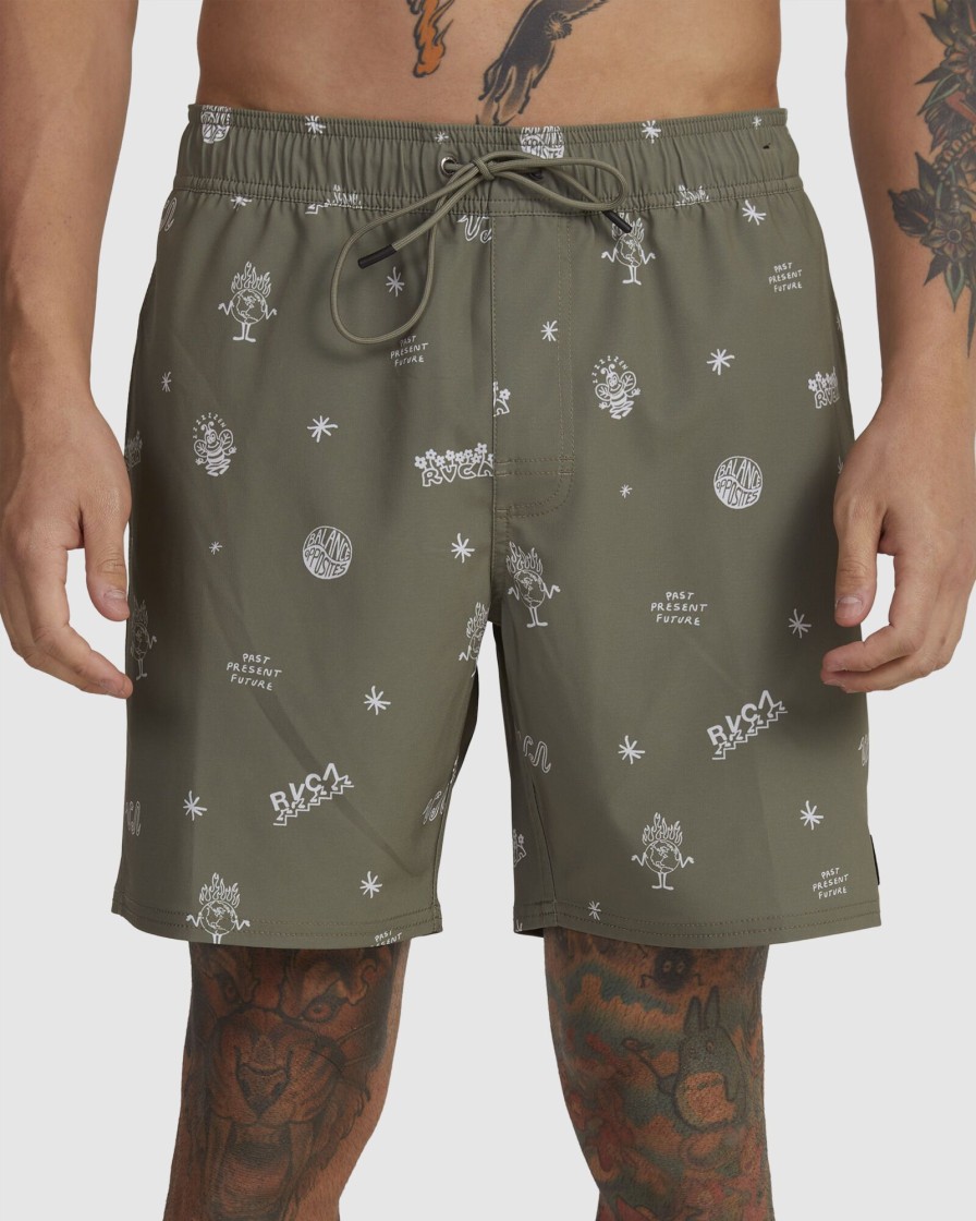 Men RVCA Boardshorts | Va Pigment Elastic Waist Boardshorts 17"