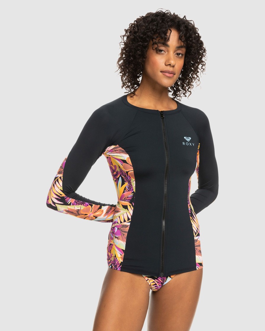 Women ROXY Rashvests | Womens Zip Lycra Long Sleeve Zip-Up Rash Vest