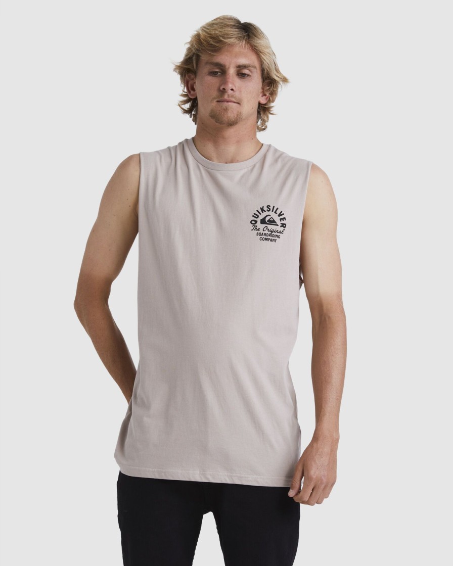 Men QUIKSILVER Singlets & Tanks | Mens Circled Script Muscle T-Shirt