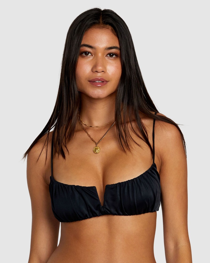 Women RVCA Bikini Tops | Solid Shirred V-Wire Bralette