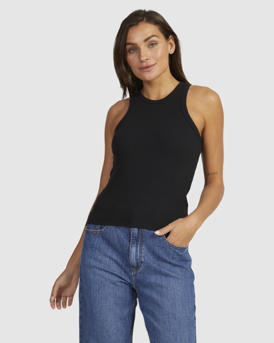 Women ROXY Tops | Womens Baseline Rib Knit Vest Top