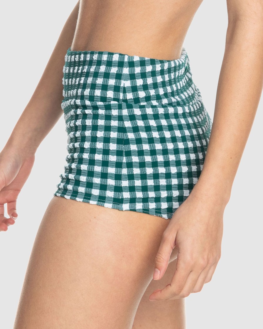 Women ROXY Bikini Bottoms | Womens The Plaid Pulse Shorty Bikini Bottoms