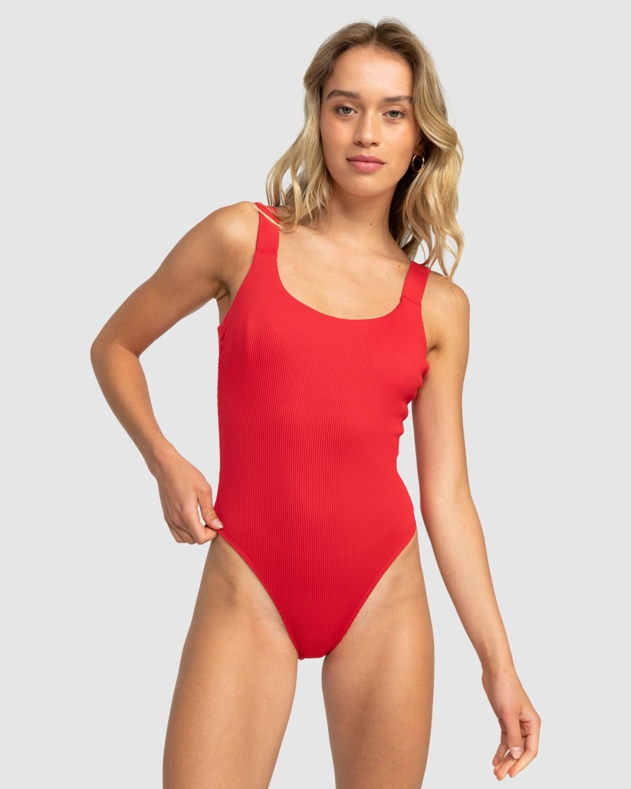 Women ROXY Swimwear | Womens Rib Roxy Love One-Piece Swimsuit