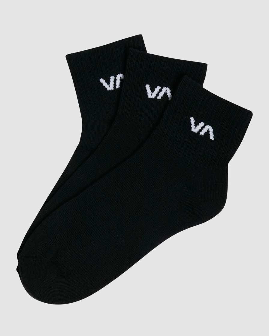 Women RVCA Socks & Underwear | Va Mini Crew Sock Black