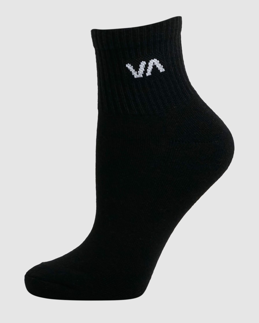 Women RVCA Socks & Underwear | Va Mini Crew Sock Black