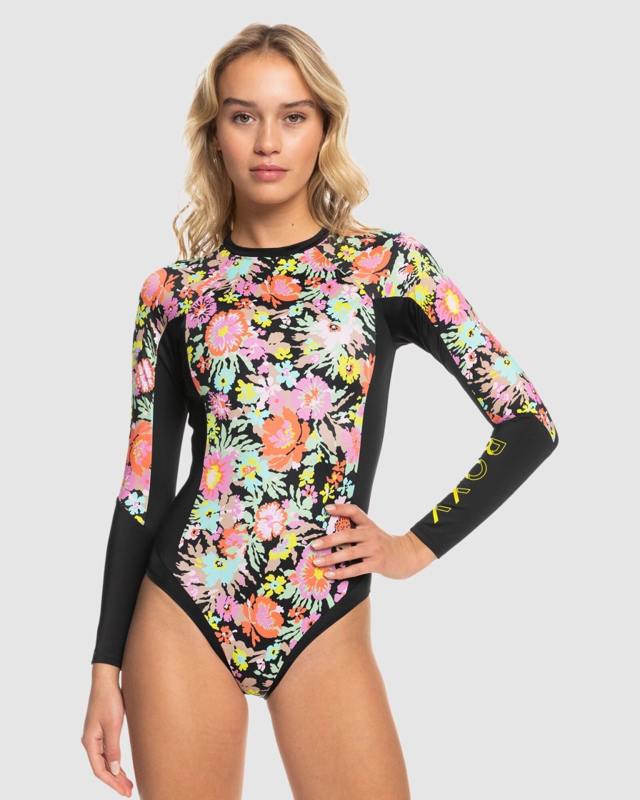 Women ROXY Rashvests | Womens Roxy Active Long Sleeve One-Piece Swimsuit