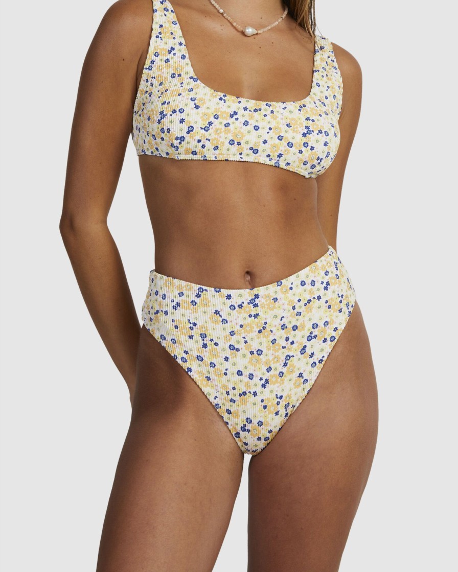 Women RVCA Bikini Bottoms | Ground Cover High Rise Cheeky Bikini Bottom