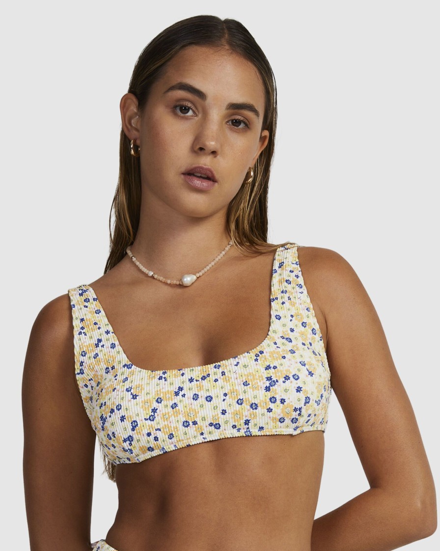 Women RVCA Bikini Tops | Ground Cover Scooped Bralette Bikini Top