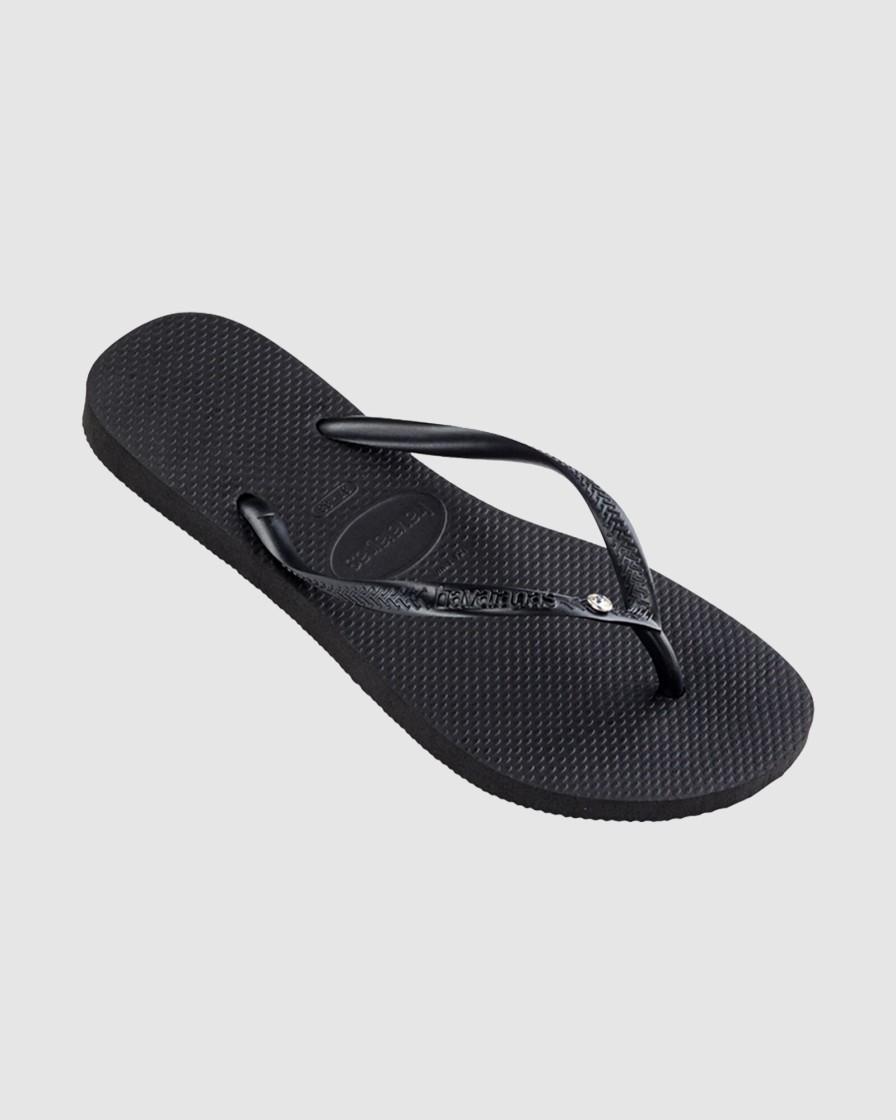 Women HAVAIANAS Thongs | Slim Crystal Sw Ll Black