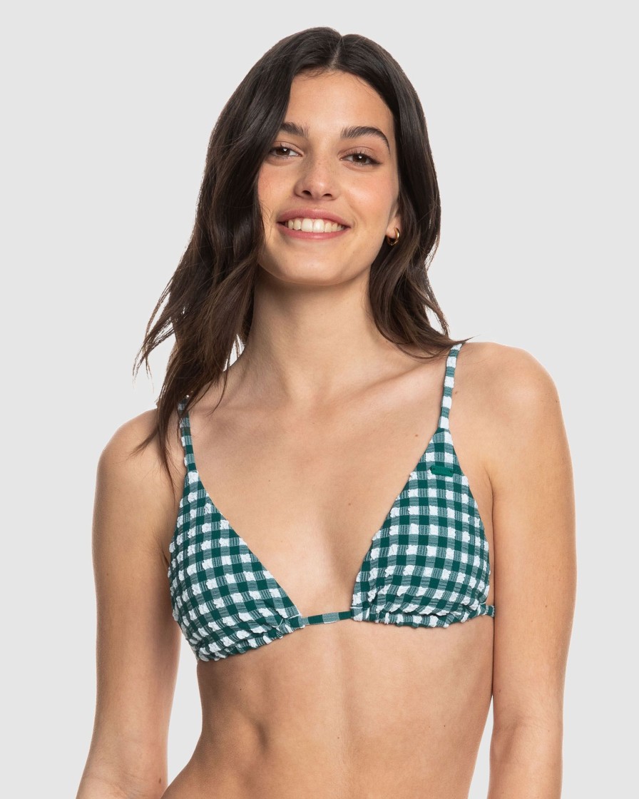 Women ROXY Bikini Tops | Womens The Plaid Pulse Tiki Tri Bikini Top