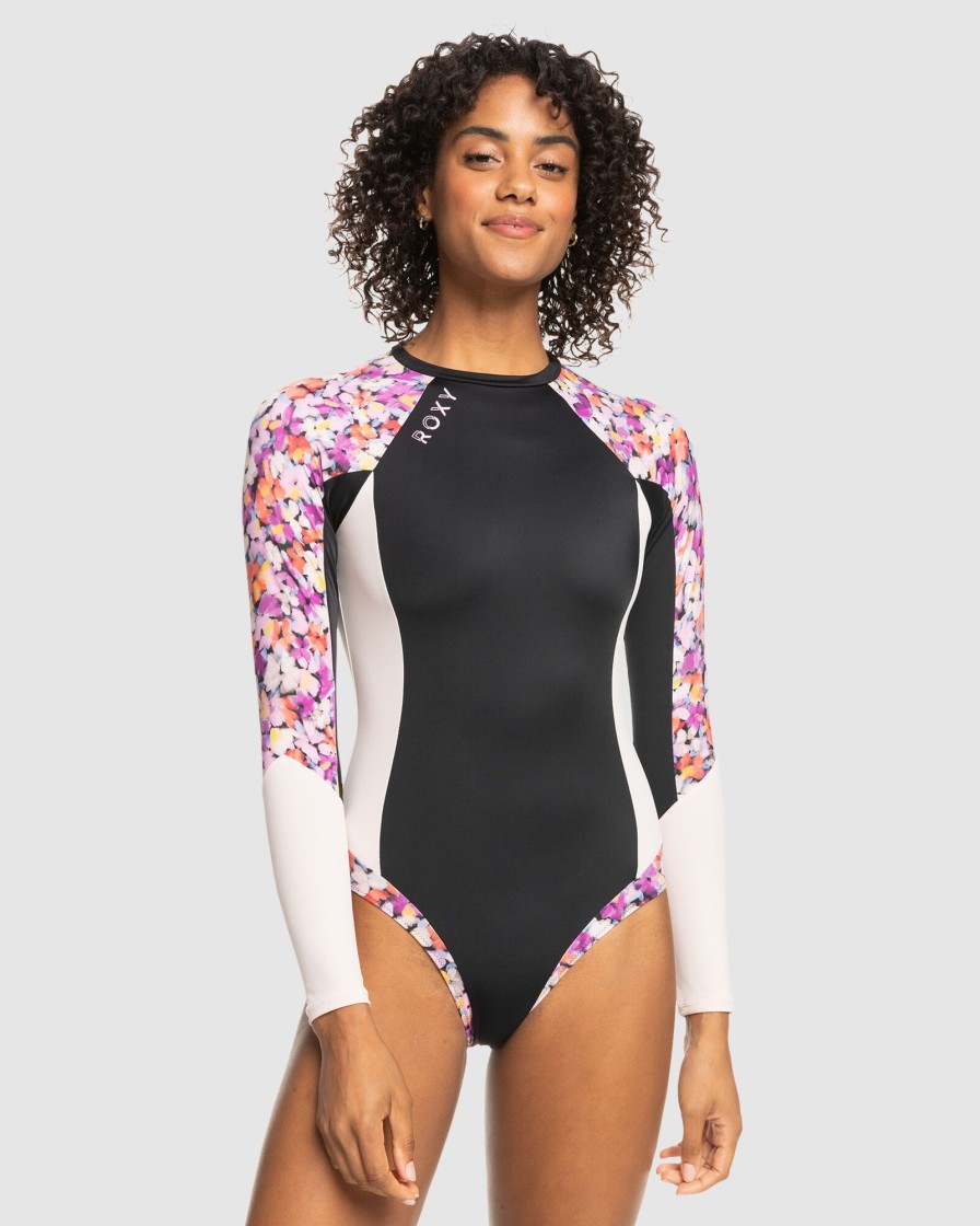 Women ROXY Rashvests | Womens Roxy Active Long Sleeve One-Piece Swimsuit